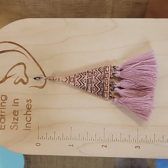 COPPER BLUSH TRIBAL TASSEL EARRINGS - Picture 5 of 6